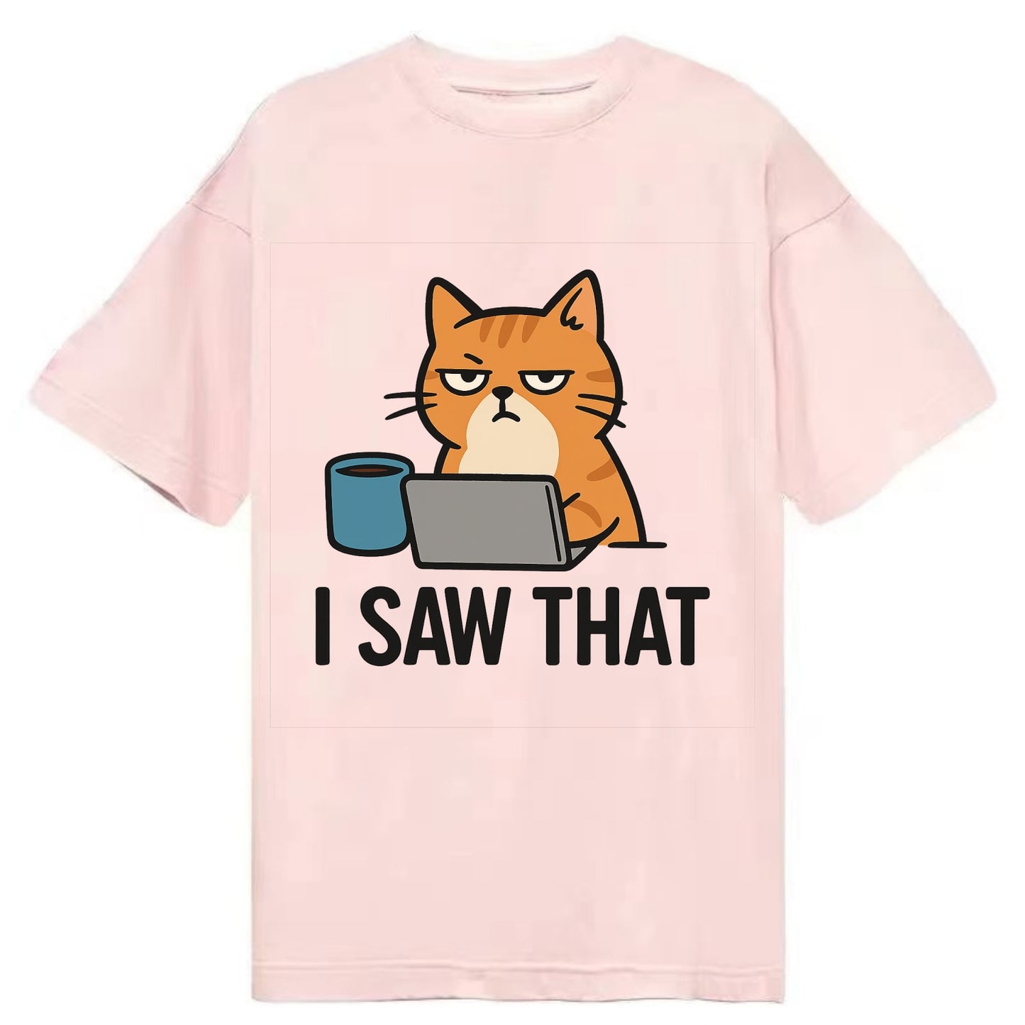 Cat with one eye open judging you - "I SAW THAT" - nothing escapes notice - Classic T-shirt - Pink