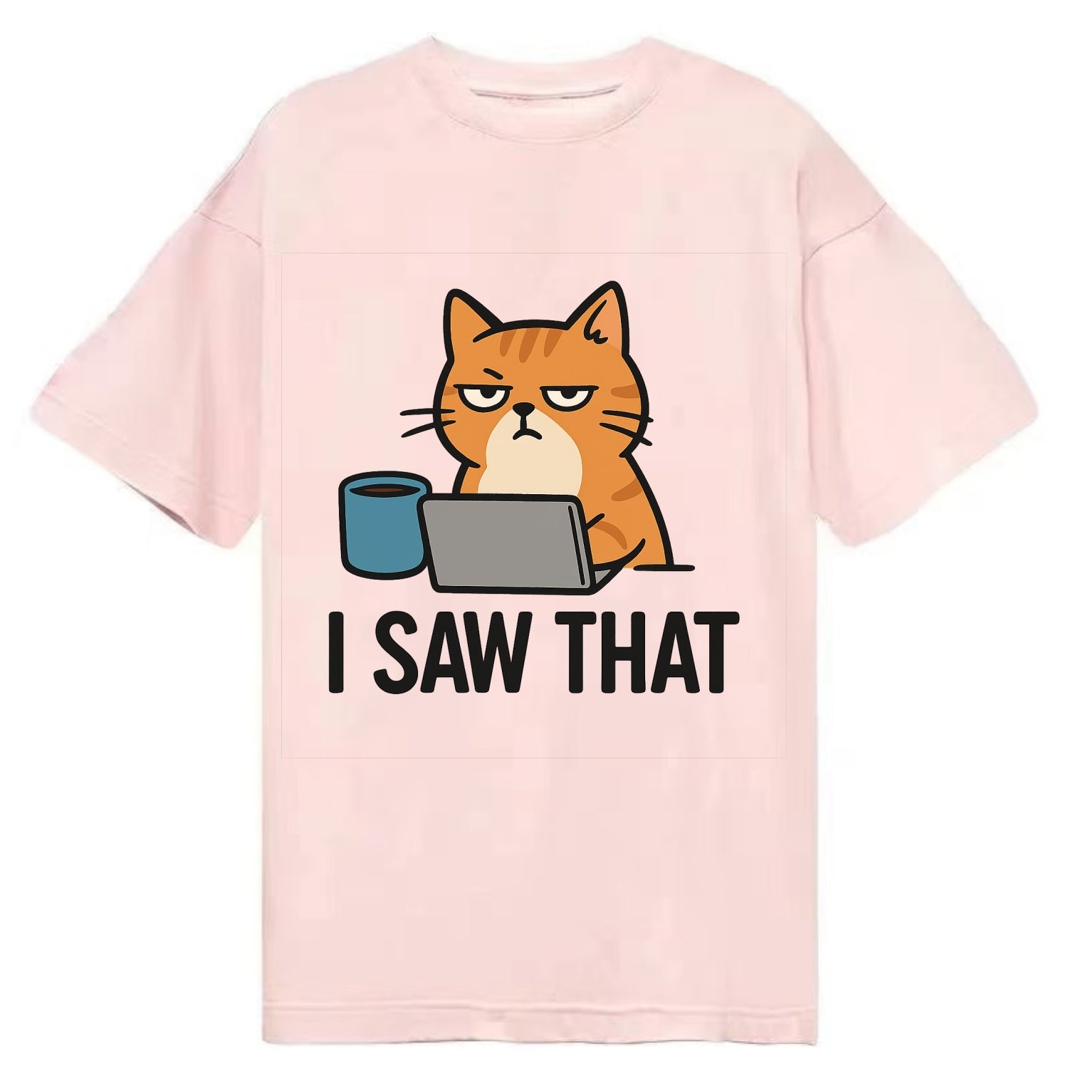 Cat with one eye open judging you - "I SAW THAT" - nothing escapes notice - Classic T-shirt - Pink