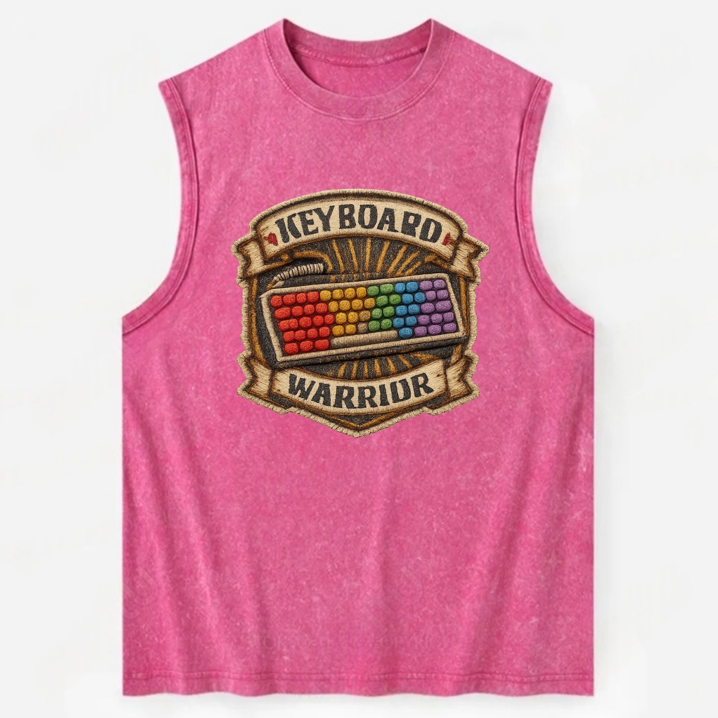 KEYBOARD WARRIOR - mechanical keyboard in RGB rainbow , PC master race - Vintage Washed Tank - Pink