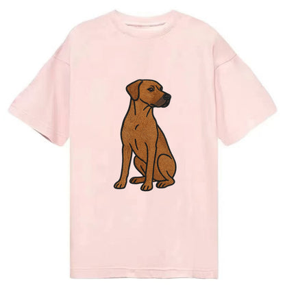 Rhodesian Ridgeback - Red wheaten embroidered pose - Classic T-shirt - Pink