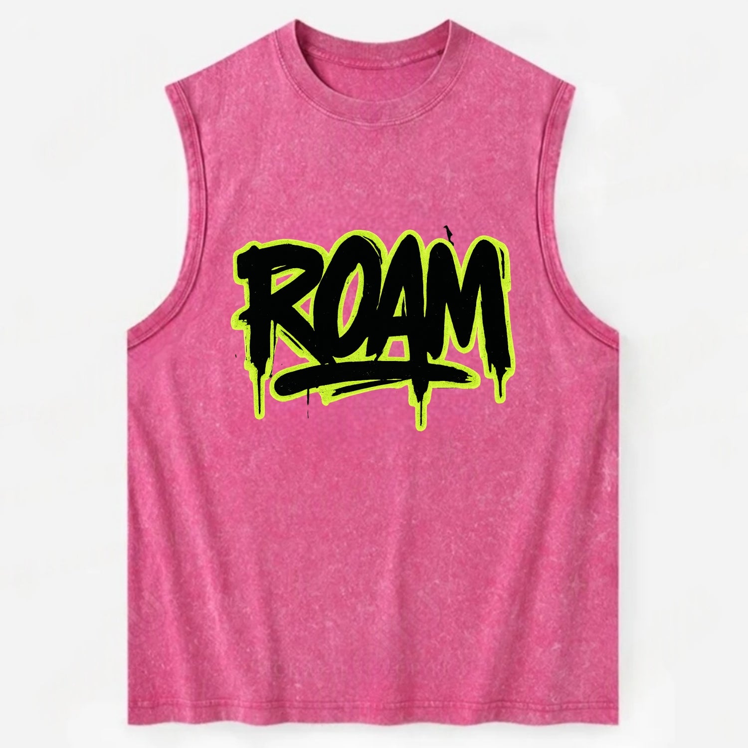 Bold typography design - "ROAM" - wander freely, no destination needed - Vintage Washed Tank - Pink