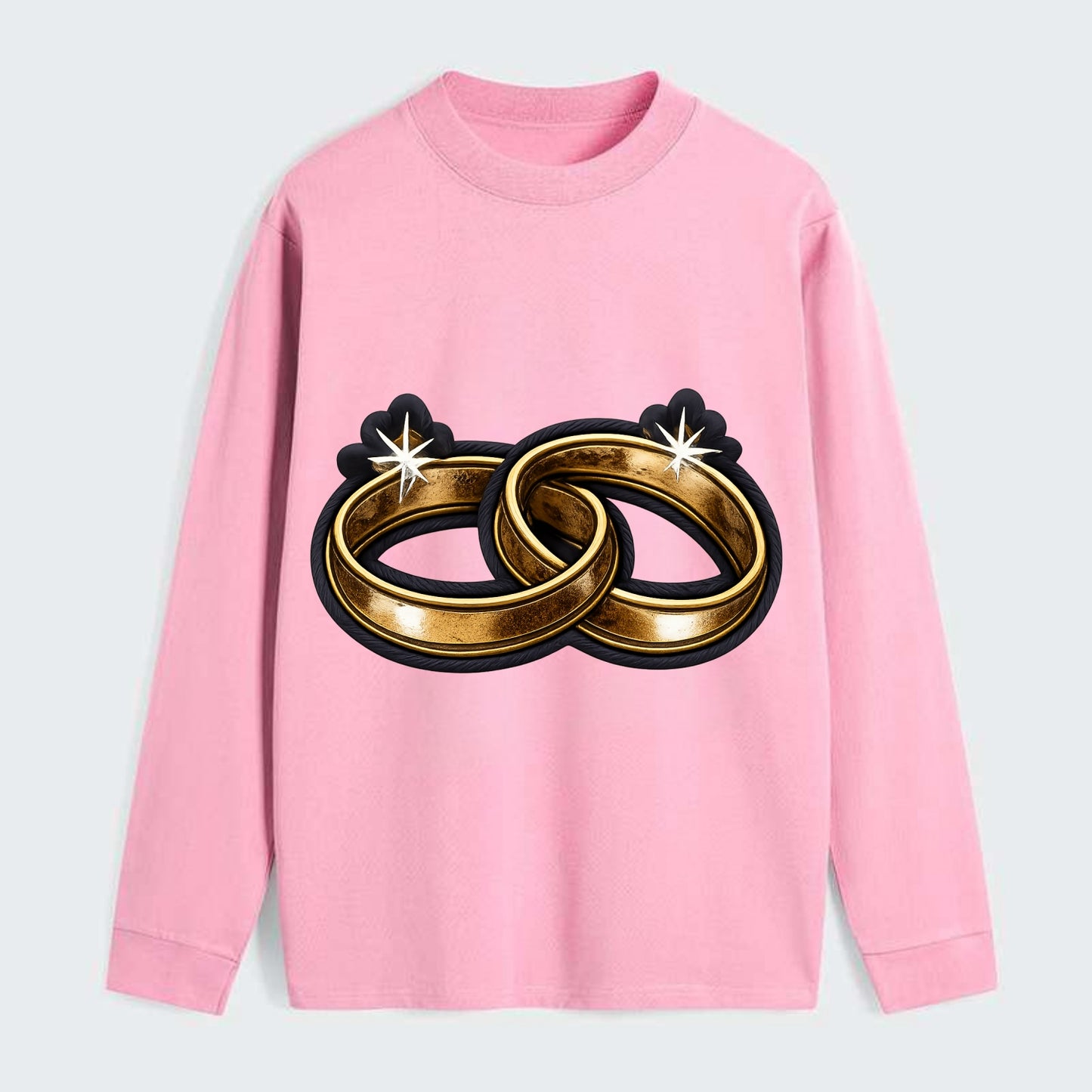WEDDING RINGS - interlocked bands in gold , marriage - Classic Long Sleeve Shirt - Pink