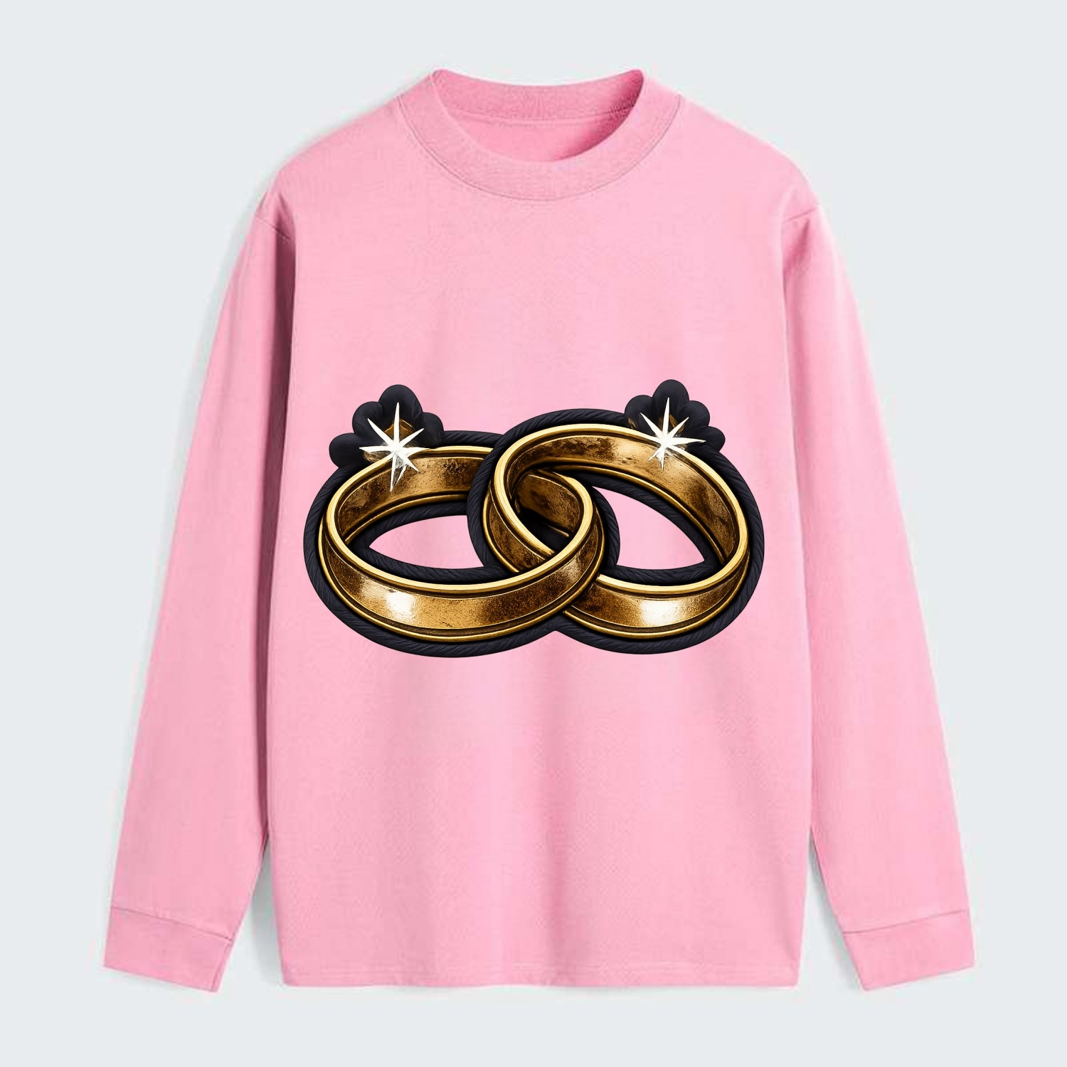 WEDDING RINGS - interlocked bands in gold , marriage - Classic Long Sleeve Shirt - Pink