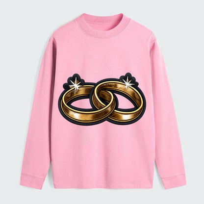 WEDDING RINGS - interlocked bands in gold , marriage - Classic Long Sleeve Shirt - Pink