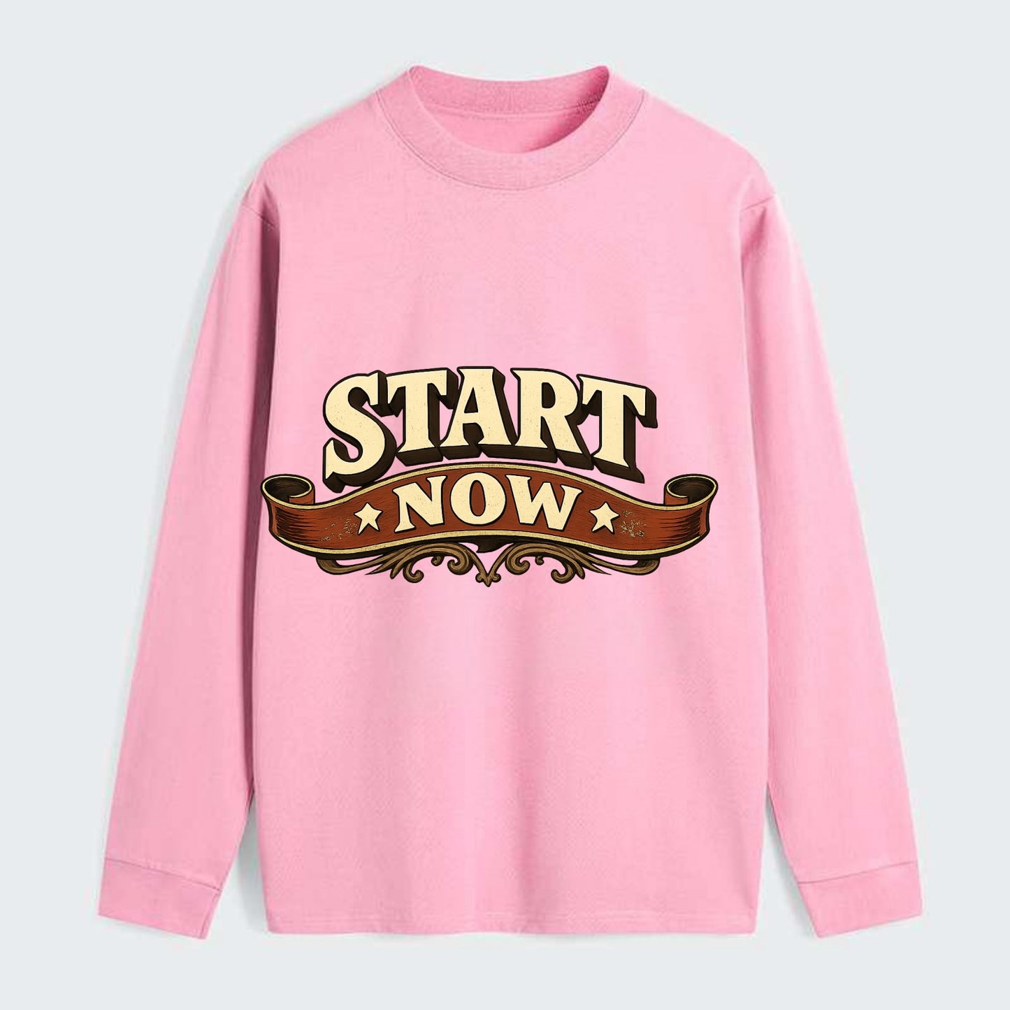 Bold typography design - "START NOW" - begin immediately, no delay - Classic Long Sleeve Shirt - Pink