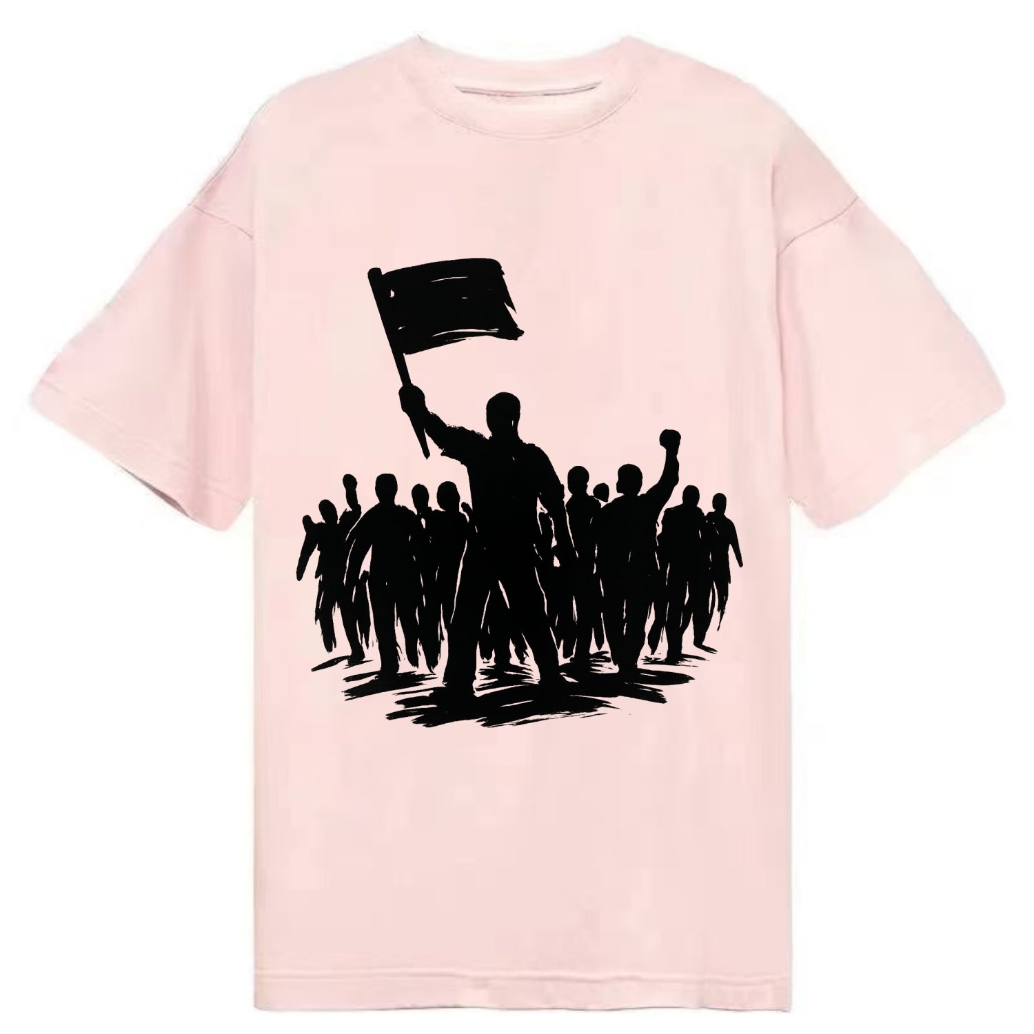 Crowd of protesters marching - solidarity movement ink painting - Classic T-shirt - Pink