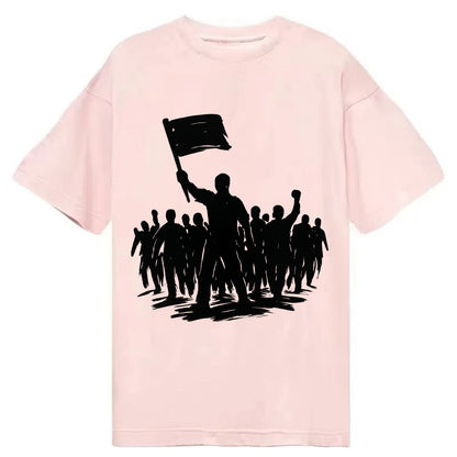 Crowd of protesters marching - solidarity movement ink painting - Classic T-shirt - Pink