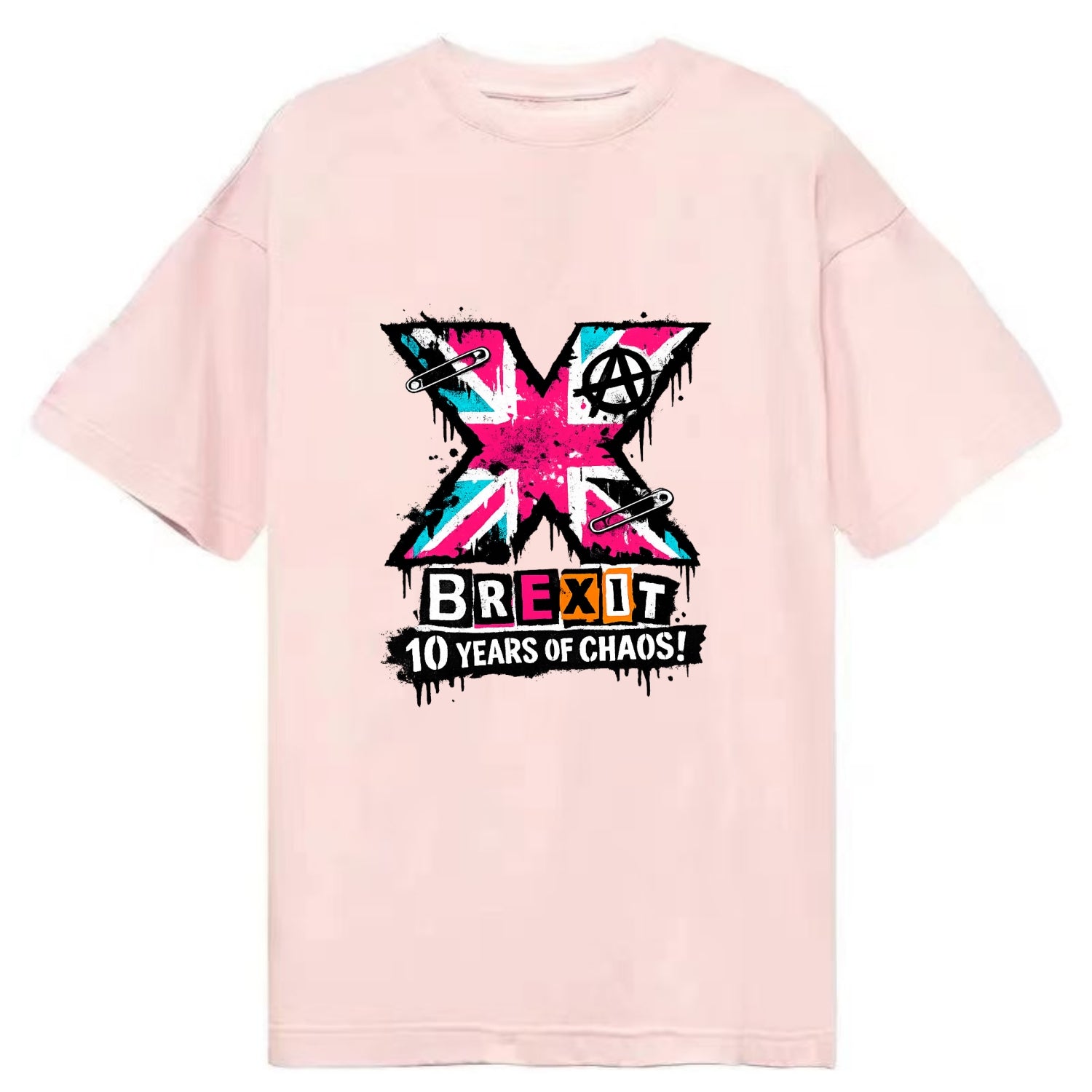 X YEARS | Roman numeral X massive | Union Jack fill pattern | Bold statement - Classic T-shirt - Pink