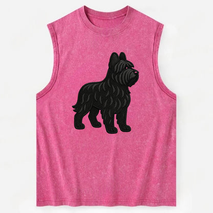Briard - Black wavy coat embroidered herding pose - Vintage Washed Tank - Pink