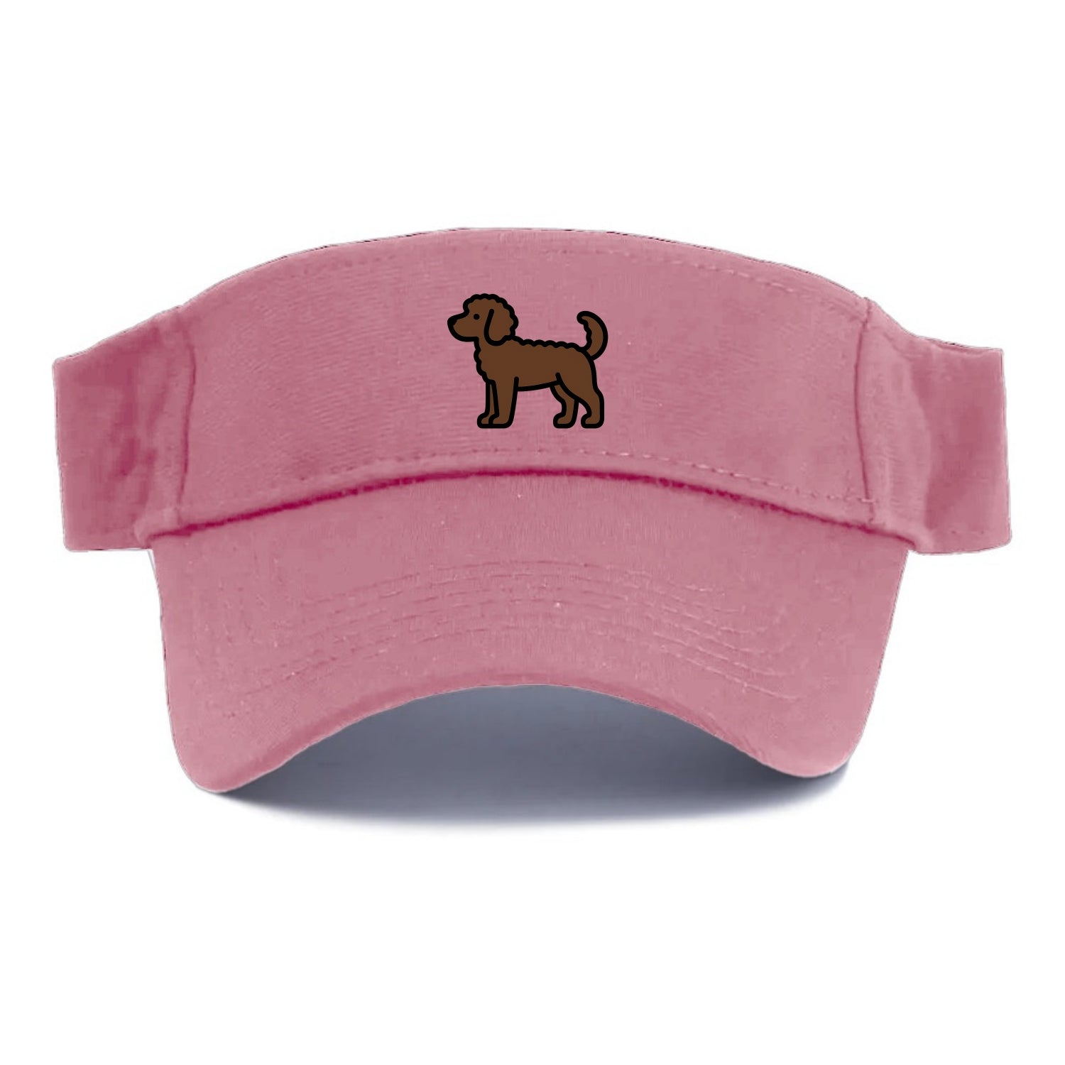 Labradoodle - Chocolate curly flat side profile - Visor - Pink