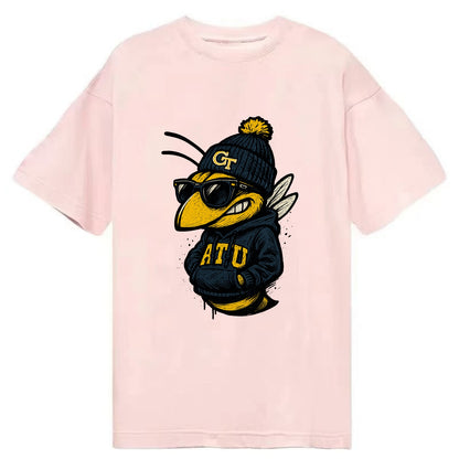 Atlanta Yellow Jacket wearing Georgia Tech beanie with GT patch - Classic T-shirt - Pink