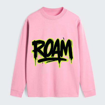 Bold typography design - "ROAM" - wander freely, no destination needed - Classic Long Sleeve Shirt - Pink