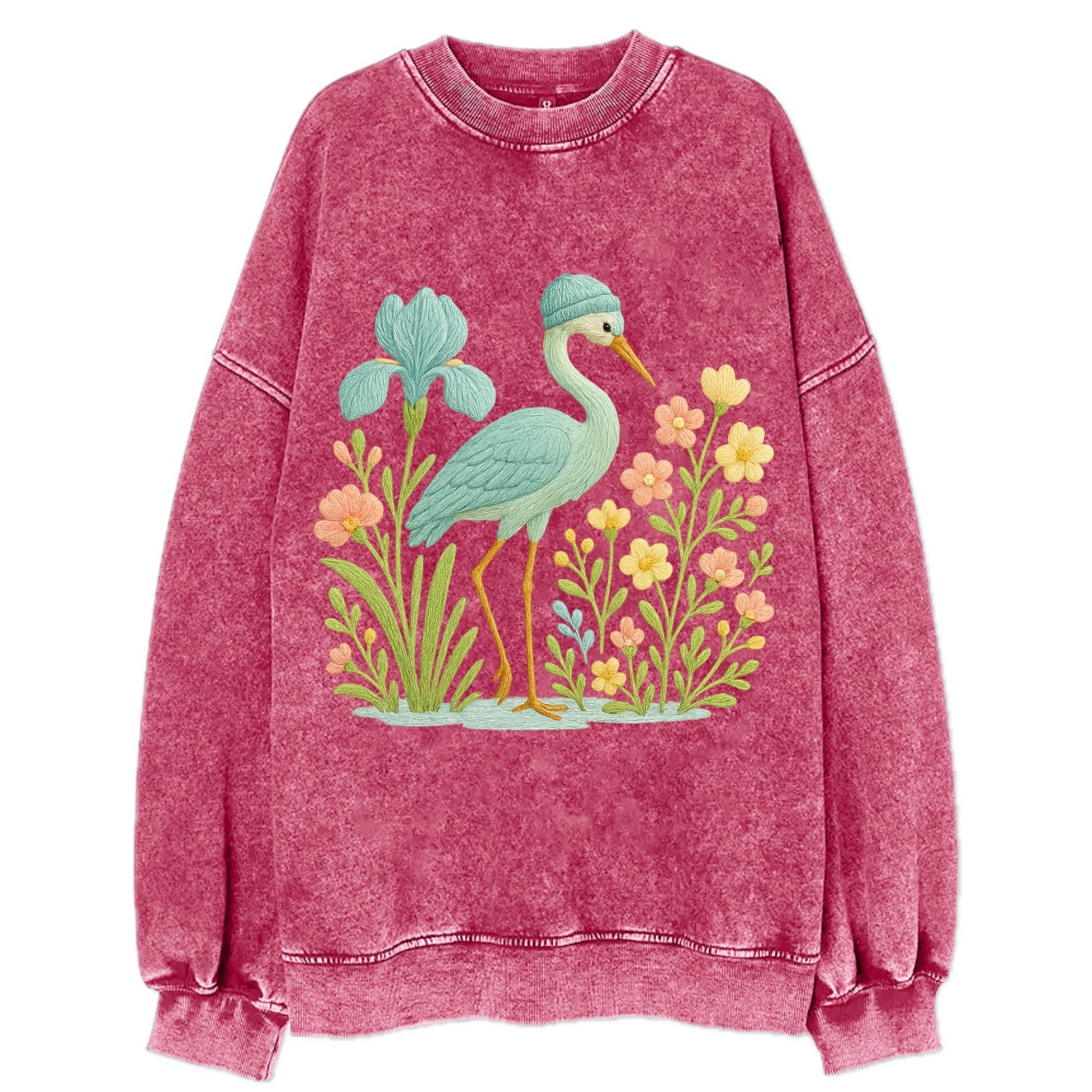 Mint Crane - Vintage Sweatshirt - Pink