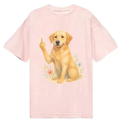 Labrador Retriever yellow sitting pretty, friendly face, strong paw up with sass - Classic T-shirt - Pink