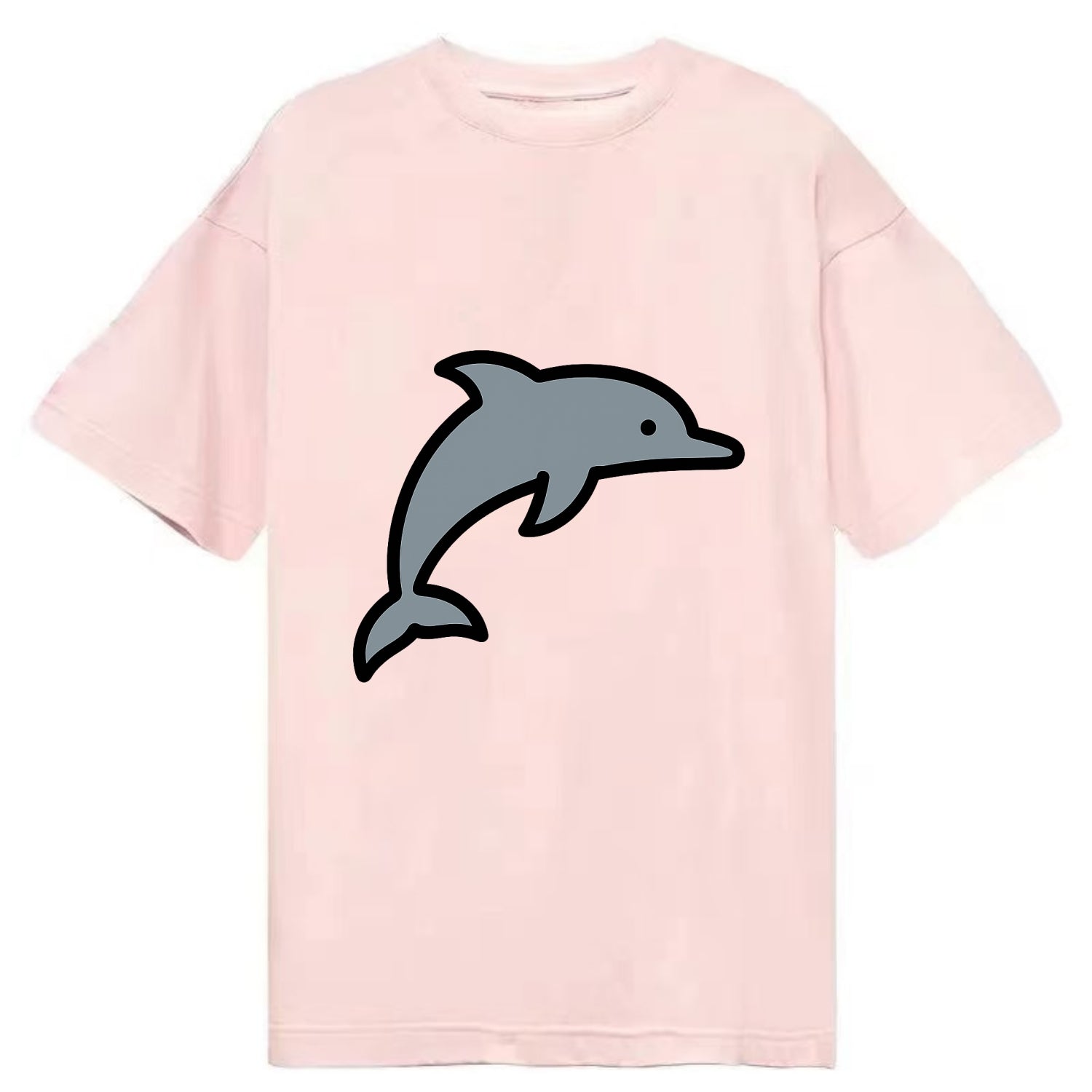 Bottlenose Dolphin - Gray jumping pose flat side profile - Classic T-shirt - Pink