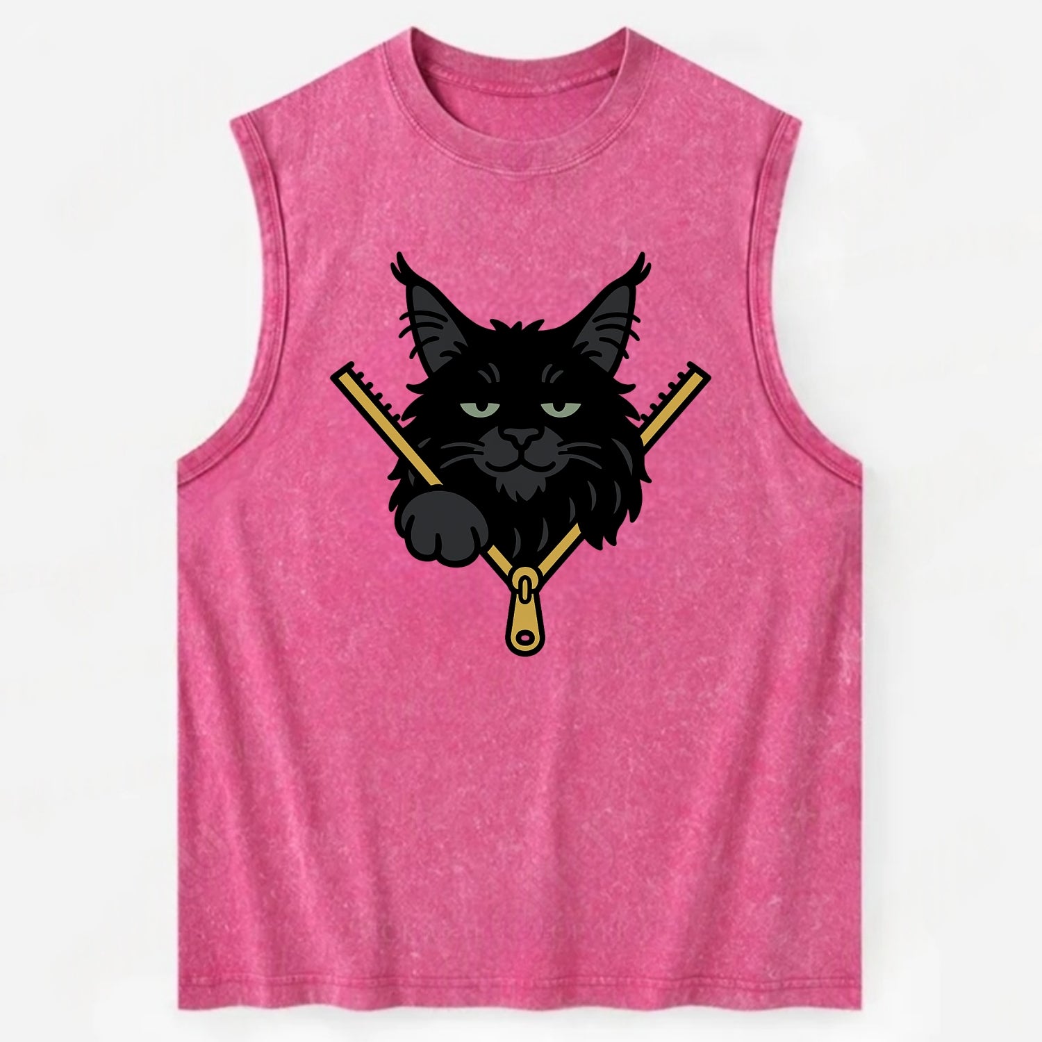Black Maine Coon - Vintage Washed Tank - Pink