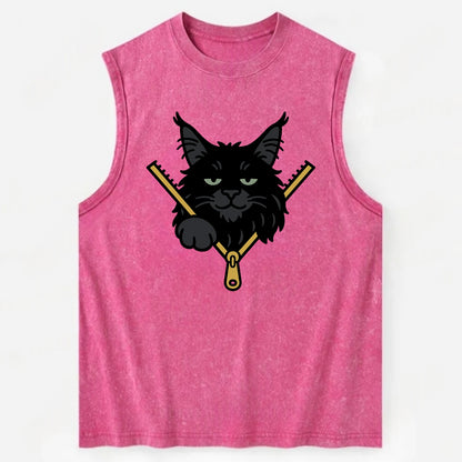 Black Maine Coon - Vintage Washed Tank - Pink