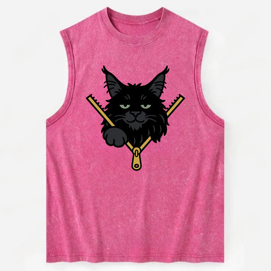 Black Maine Coon - Vintage Washed Tank - Pink