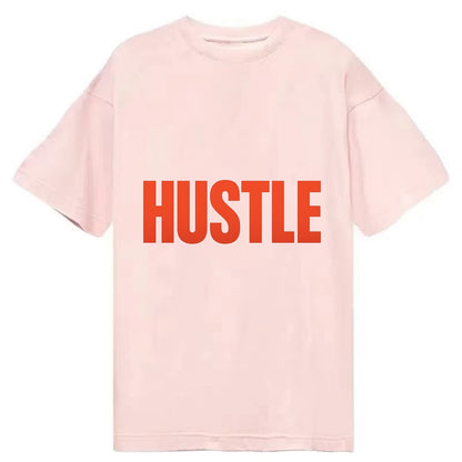 Bold typography design - "HUSTLE" - work hard, grind, chase dreams - Classic T-shirt - Pink