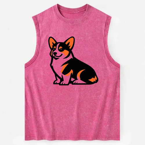 Tricolor Corgi Charm - Vintage Washed Tank