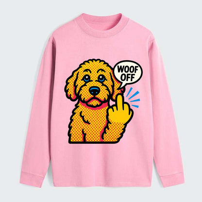Goldendoodle with teddy bear face and curly golden coat, friendly paw - Classic Long Sleeve Shirt - Pink