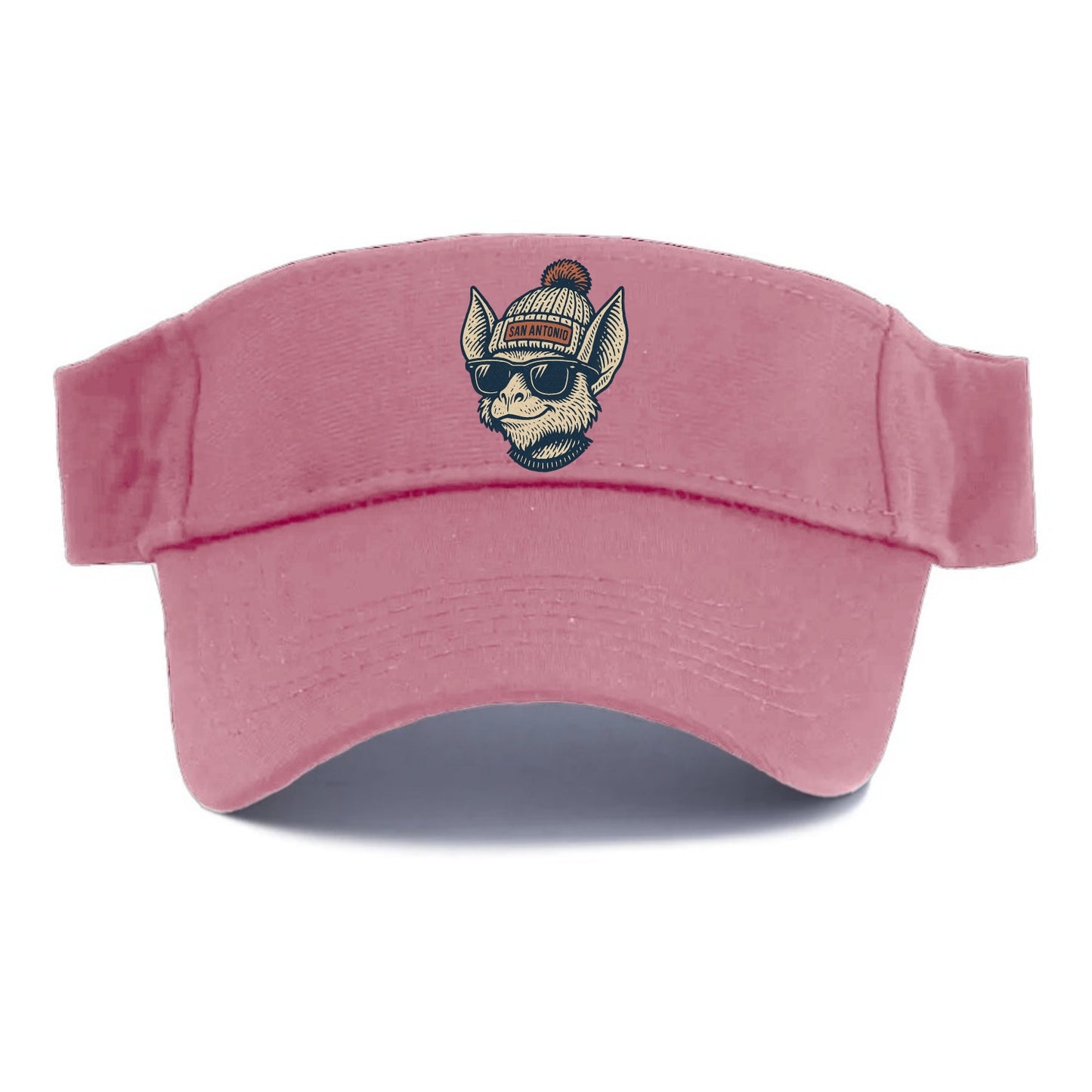 San Antonio Bat wearing San Antonio beanie with pom pom and wayfarer sunglasses - Visor - Pink