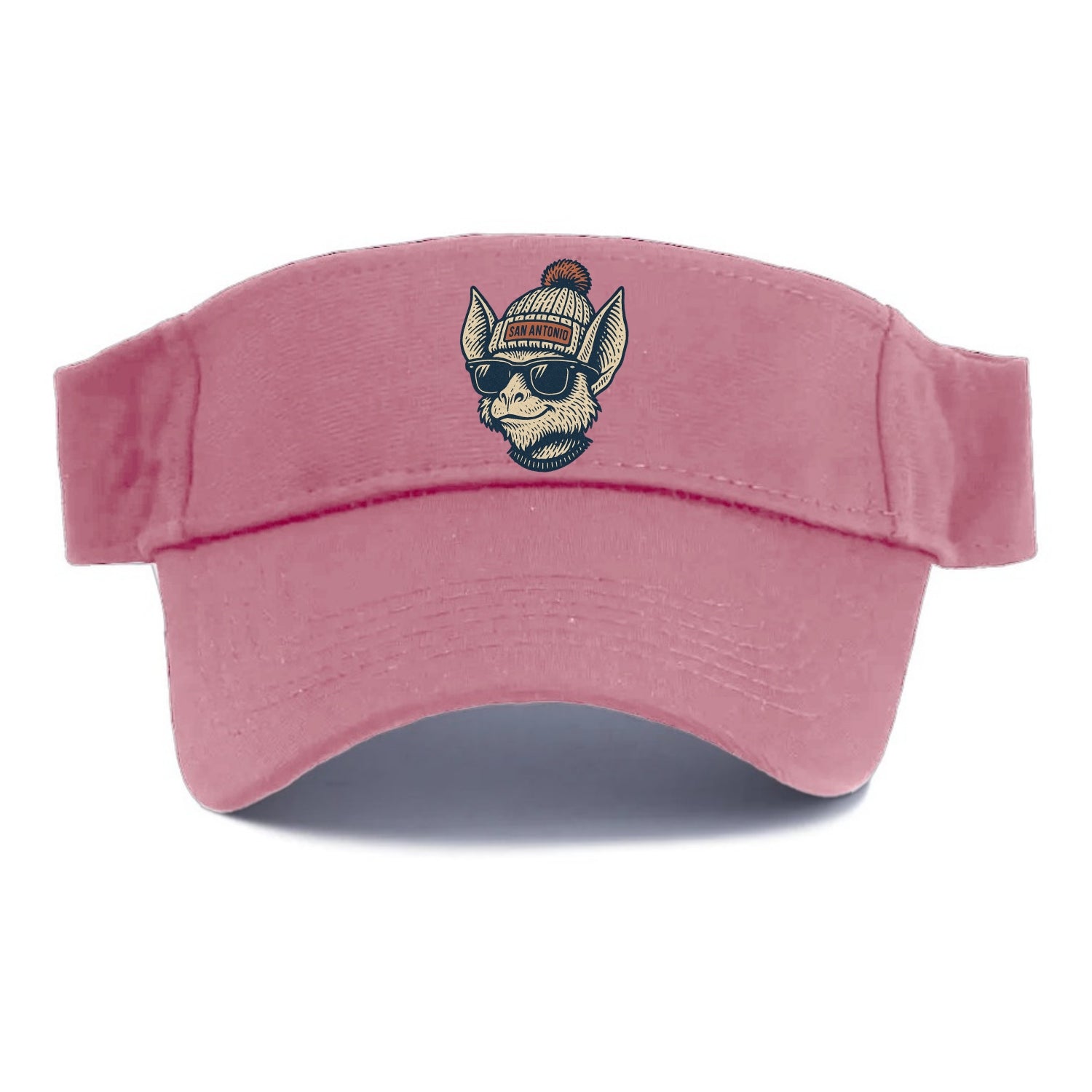 San Antonio Bat wearing San Antonio beanie with pom pom and wayfarer sunglasses - Visor - Pink