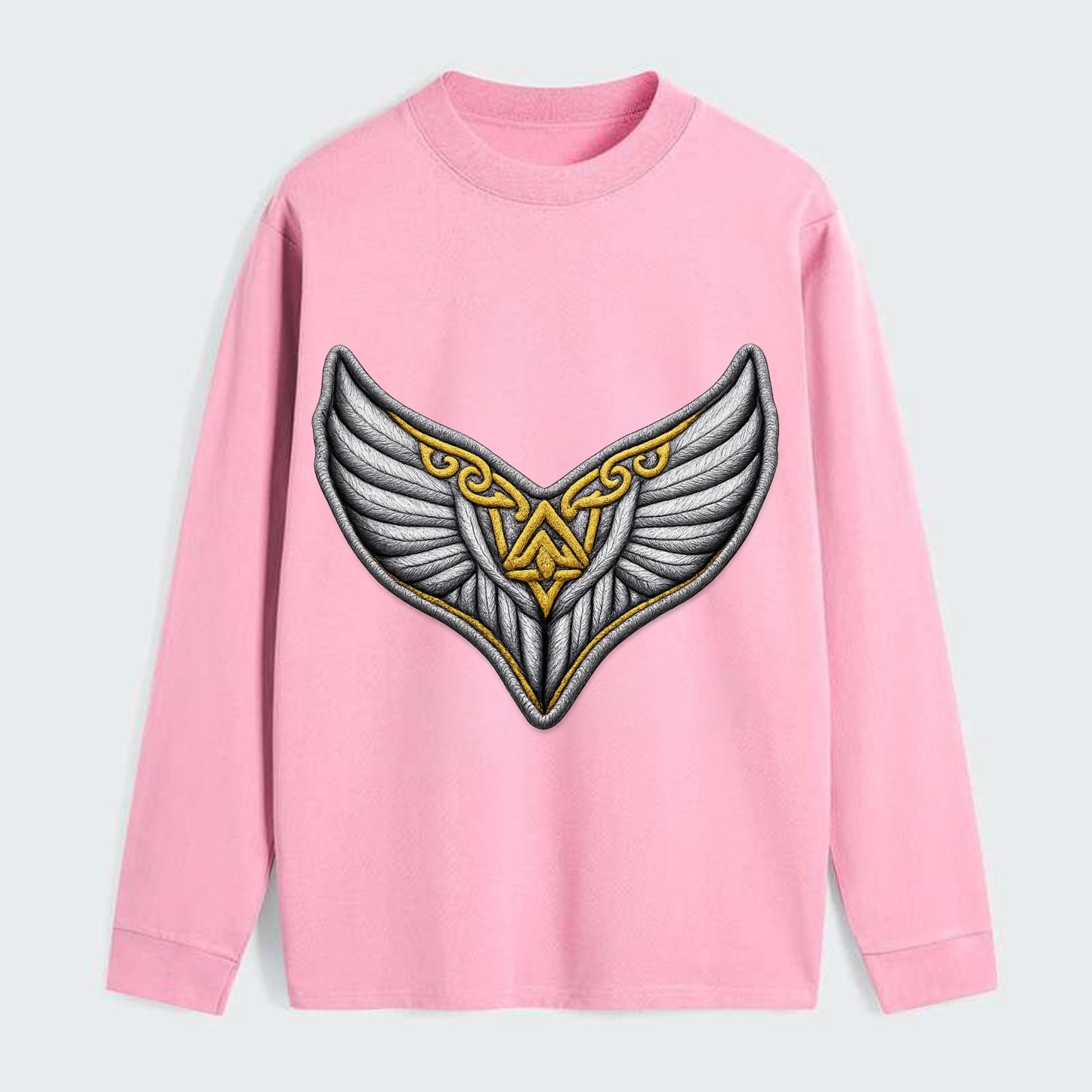 VALKYRIE WINGS - warrior maiden wings in silver and gold , Norse myth - Classic Long Sleeve Shirt - Pink