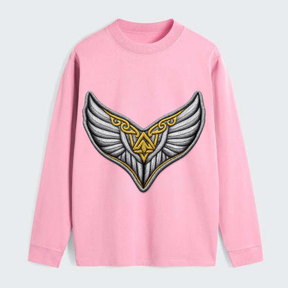 VALKYRIE WINGS - warrior maiden wings in silver and gold , Norse myth - Classic Long Sleeve Shirt - Pink