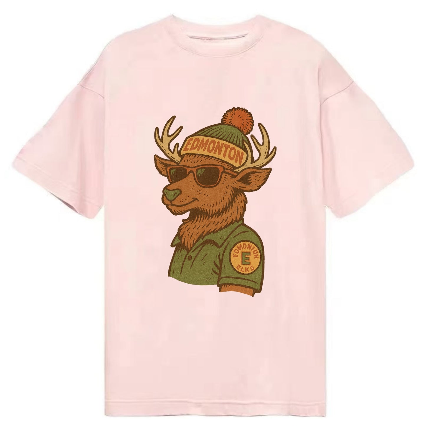 Edmonton Elk wearing Edmonton beanie wit - Classic T-shirt - Pink