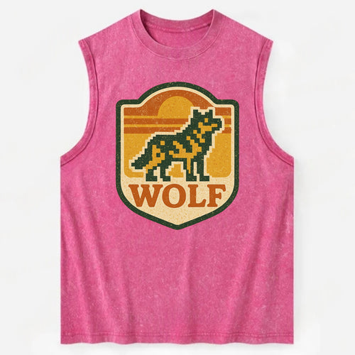 Digital Pixel Wolf  - Vintage Washed Tank