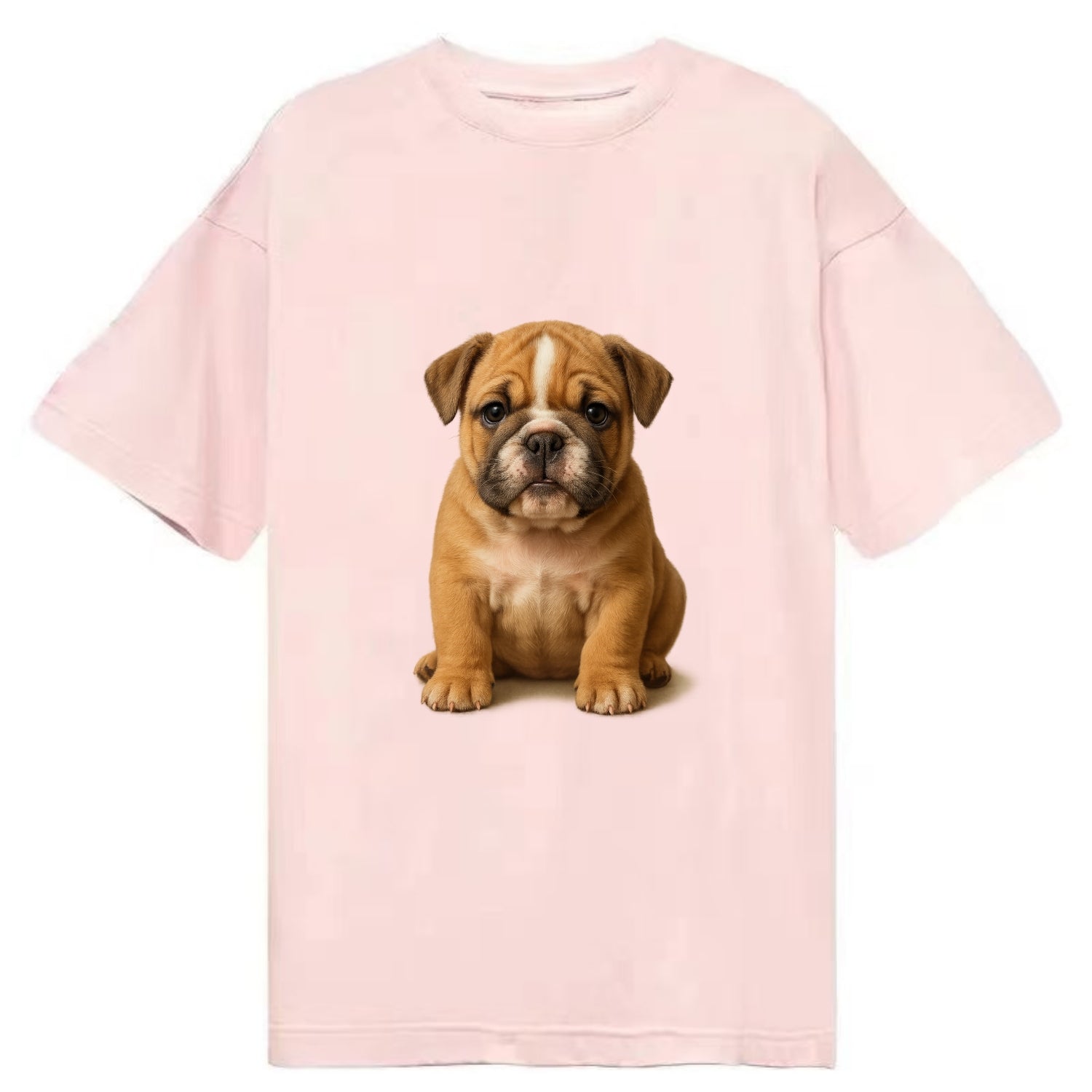 Baby Bulldog Puppy - wrinkly face, underbite, stocky body, gentle eyes, - Classic T-shirt - Pink
