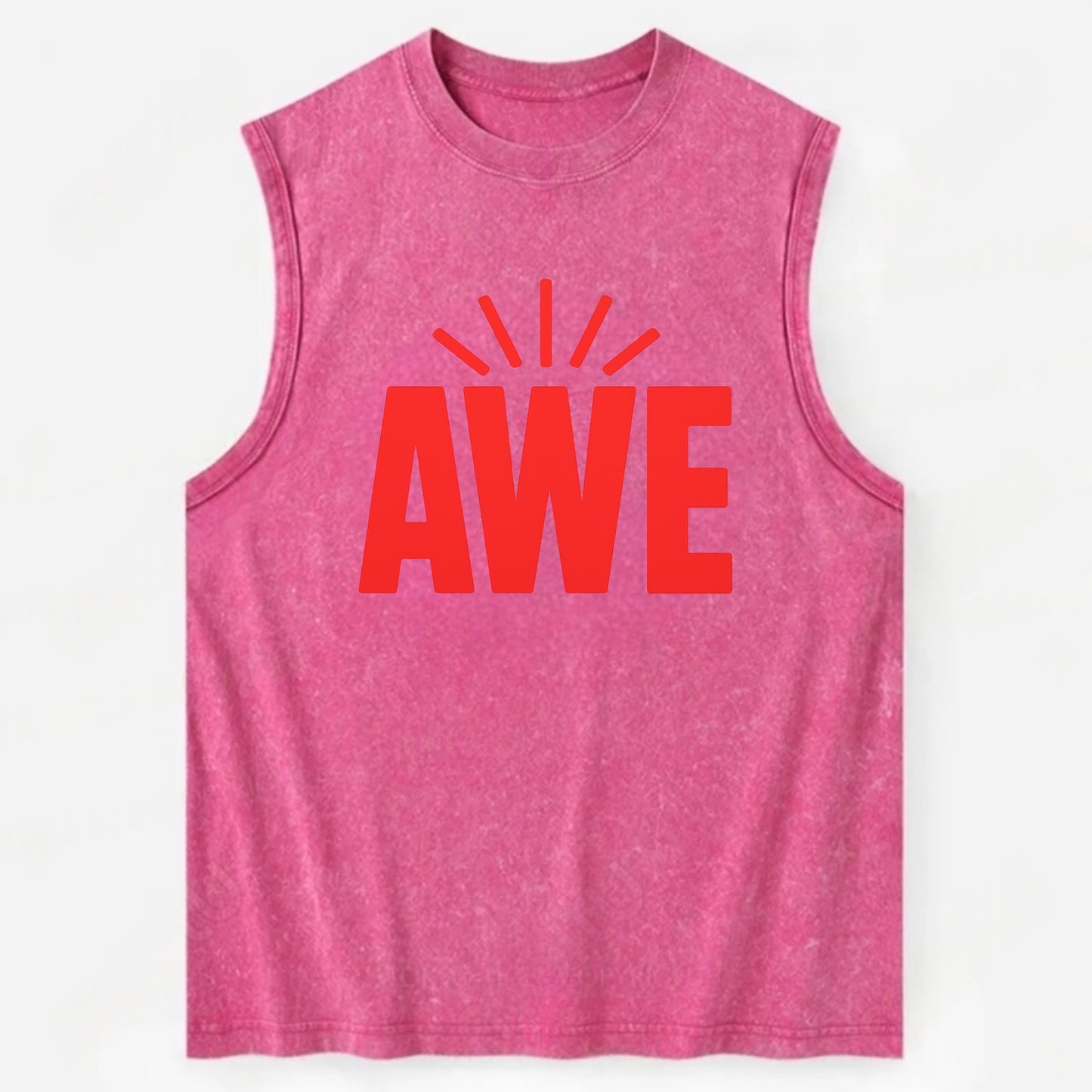 Bold typography design - "AWE" - overwhelming wonder - Vintage Washed Tank - Pink