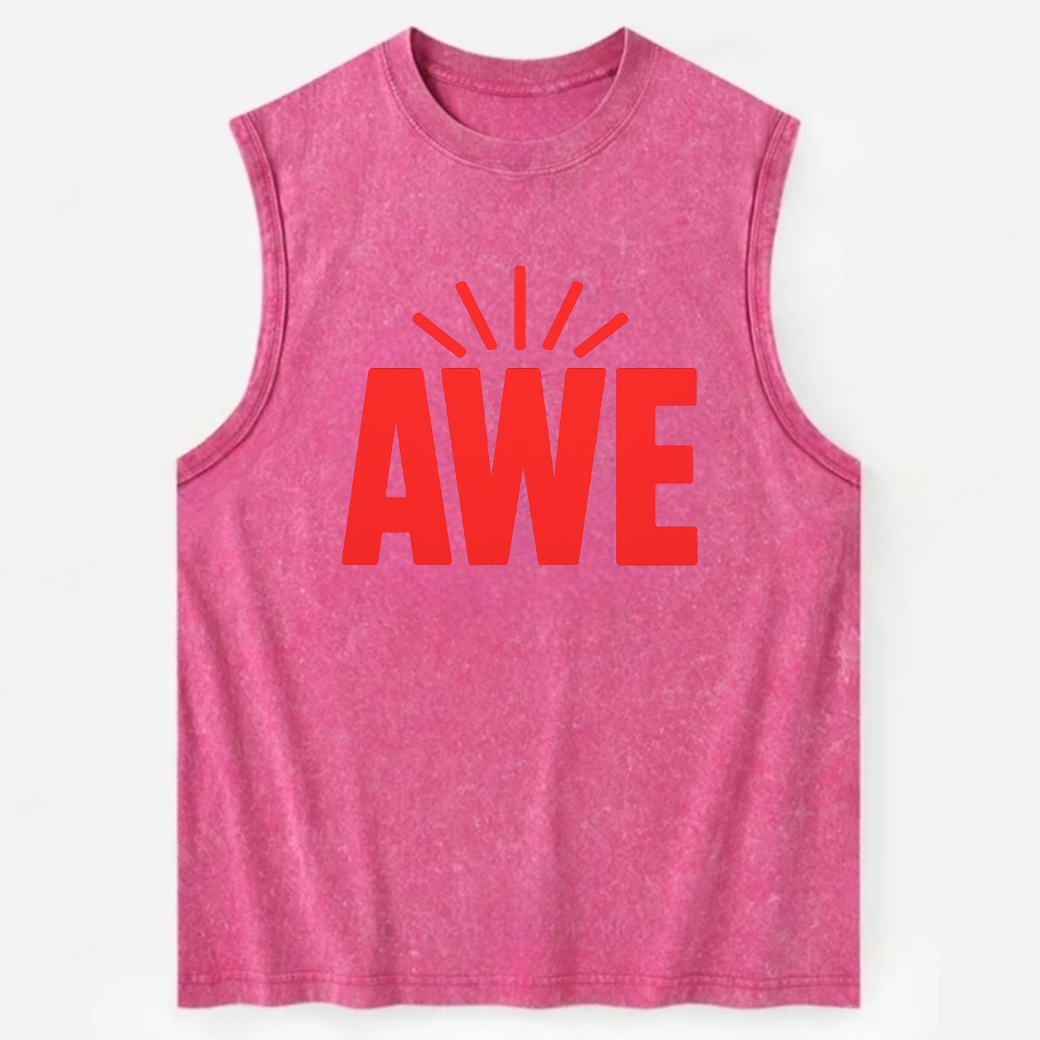 Bold typography design - "AWE" - overwhelming wonder - Vintage Washed Tank - Pink