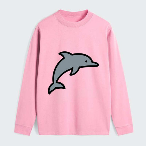 Bottlenose Dolphin - Gray jumping pose flat side profile - Classic Long Sleeve Shirt