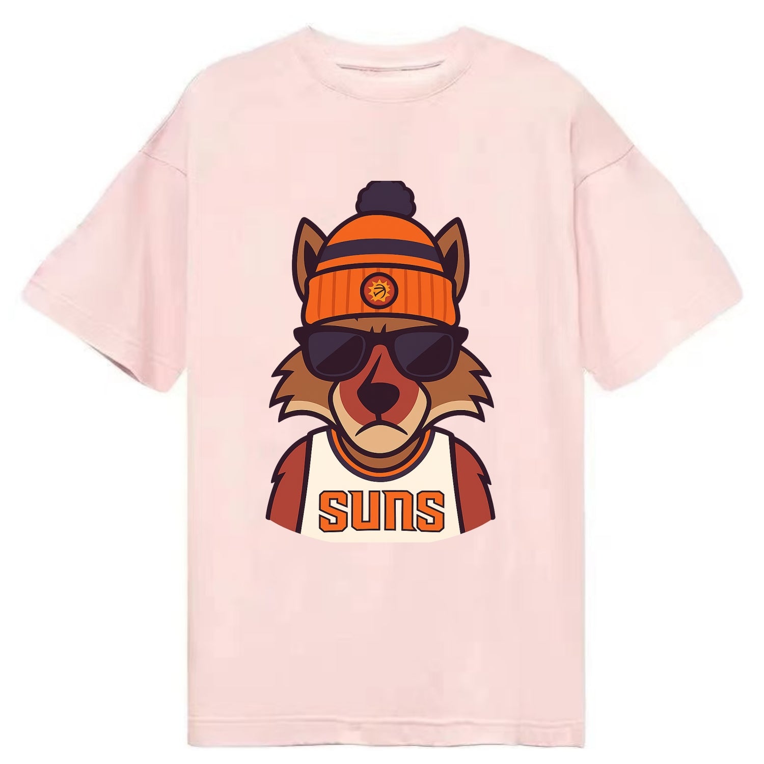 Arizona Coyote wearing Suns beanie with desert sun patch and wayfarer sunglasses - Classic T-shirt - Pink
