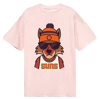 Arizona Coyote wearing Suns beanie with desert sun patch and wayfarer sunglasses - Classic T-shirt - Pink