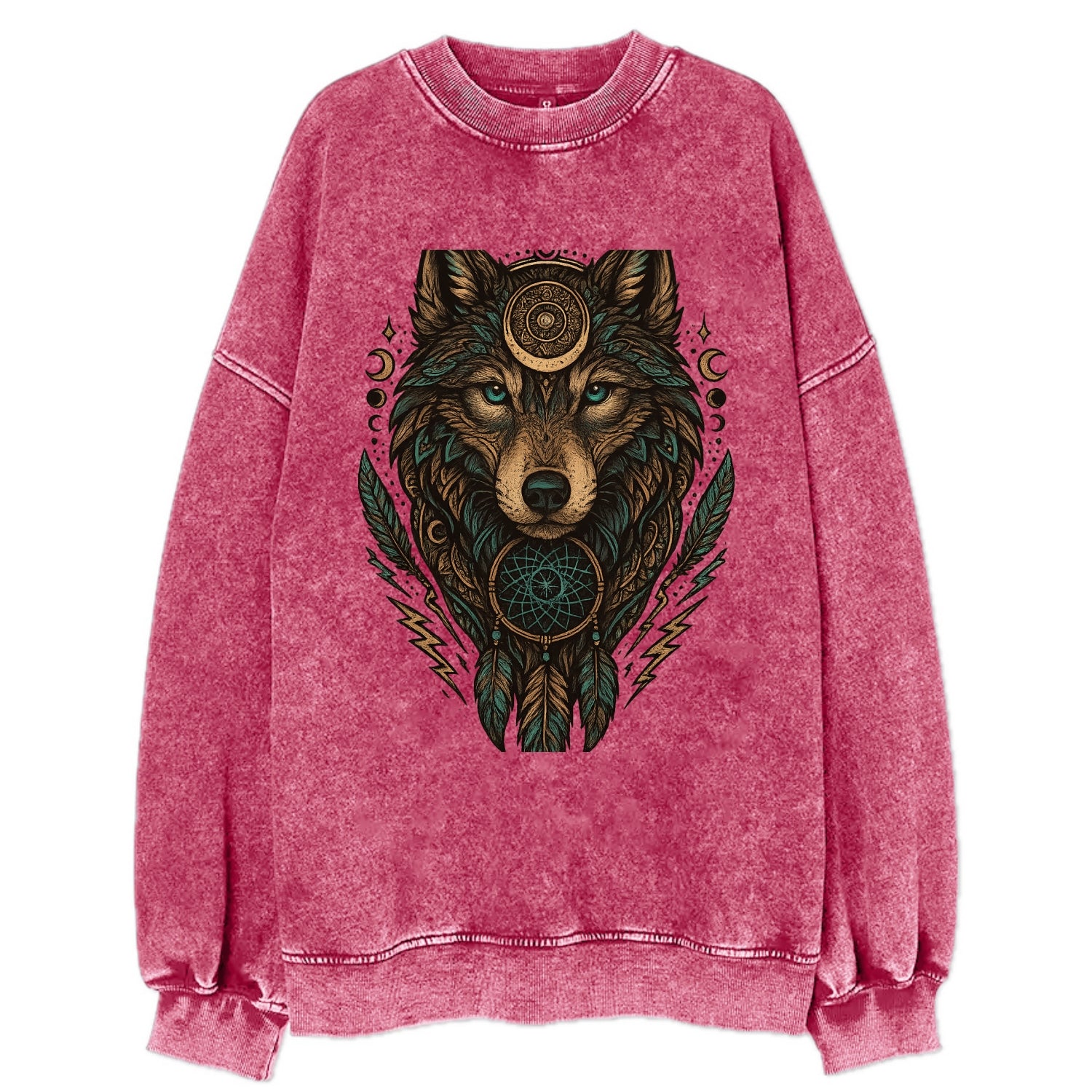 Storm Wolf Thunder  - Vintage Sweatshirt - Pink