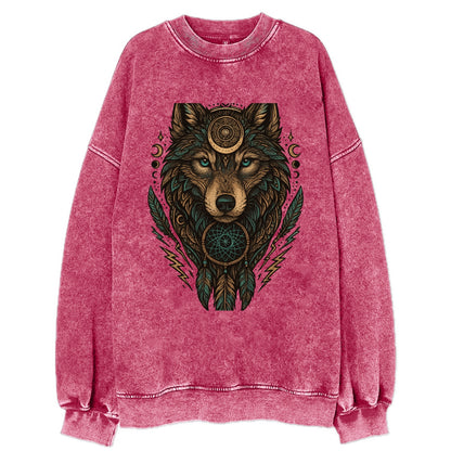 Storm Wolf Thunder  - Vintage Sweatshirt - Pink