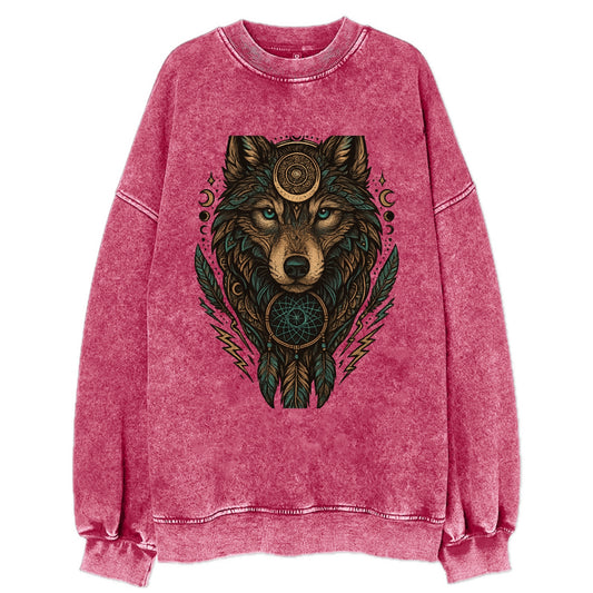 Storm Wolf Thunder  - Vintage Sweatshirt - Pink