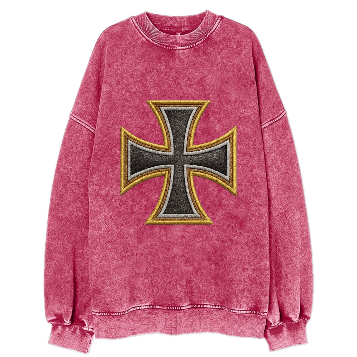 Teutonic Cross  - Vintage Sweatshirt - Pink
