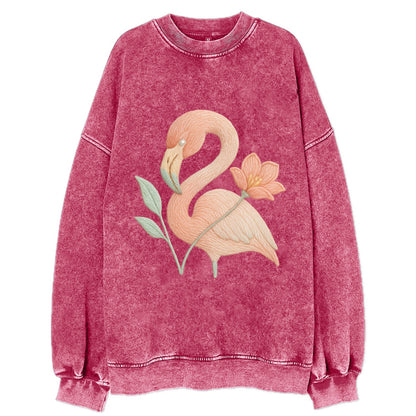 Peach Flamingo - Vintage Sweatshirt - Pink