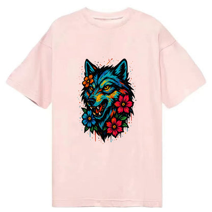 Floral Wolf Garden  - Classic T-shirt - Pink