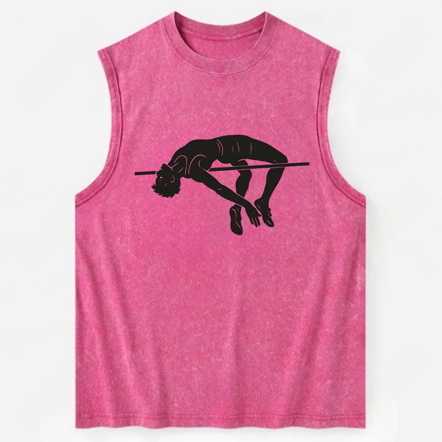 High jumper arching over bar - Vintage Washed Tank - Pink