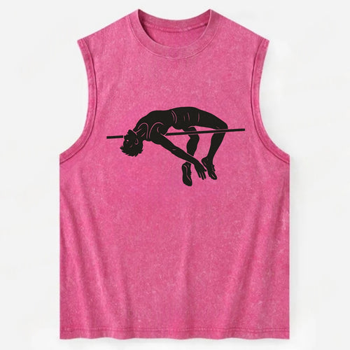 High jumper arching over bar - Vintage Washed Tank