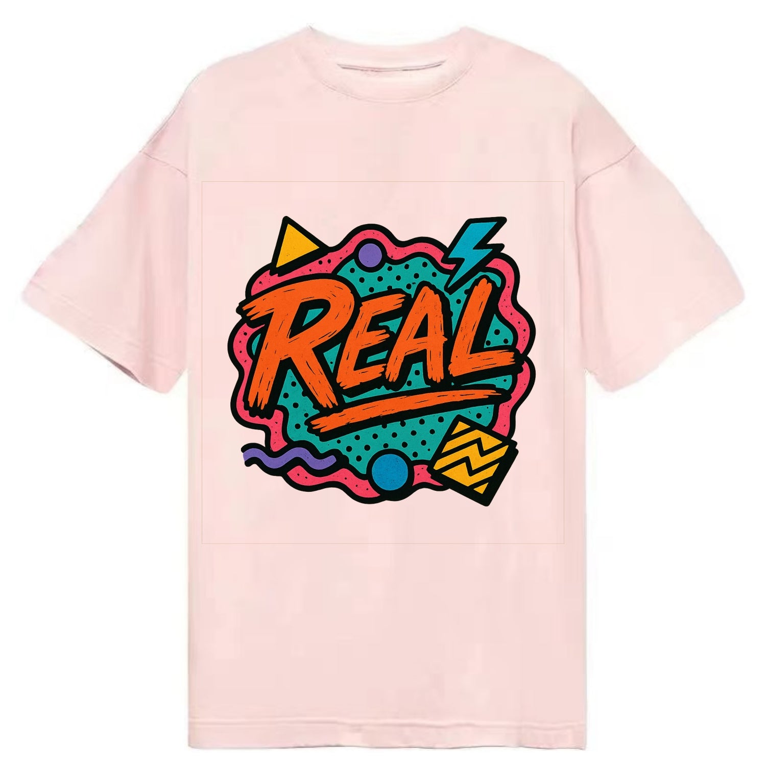 Imperfect brush strokes spelling "Real" - authenticity over perfection, raw and - Classic T-shirt - Pink