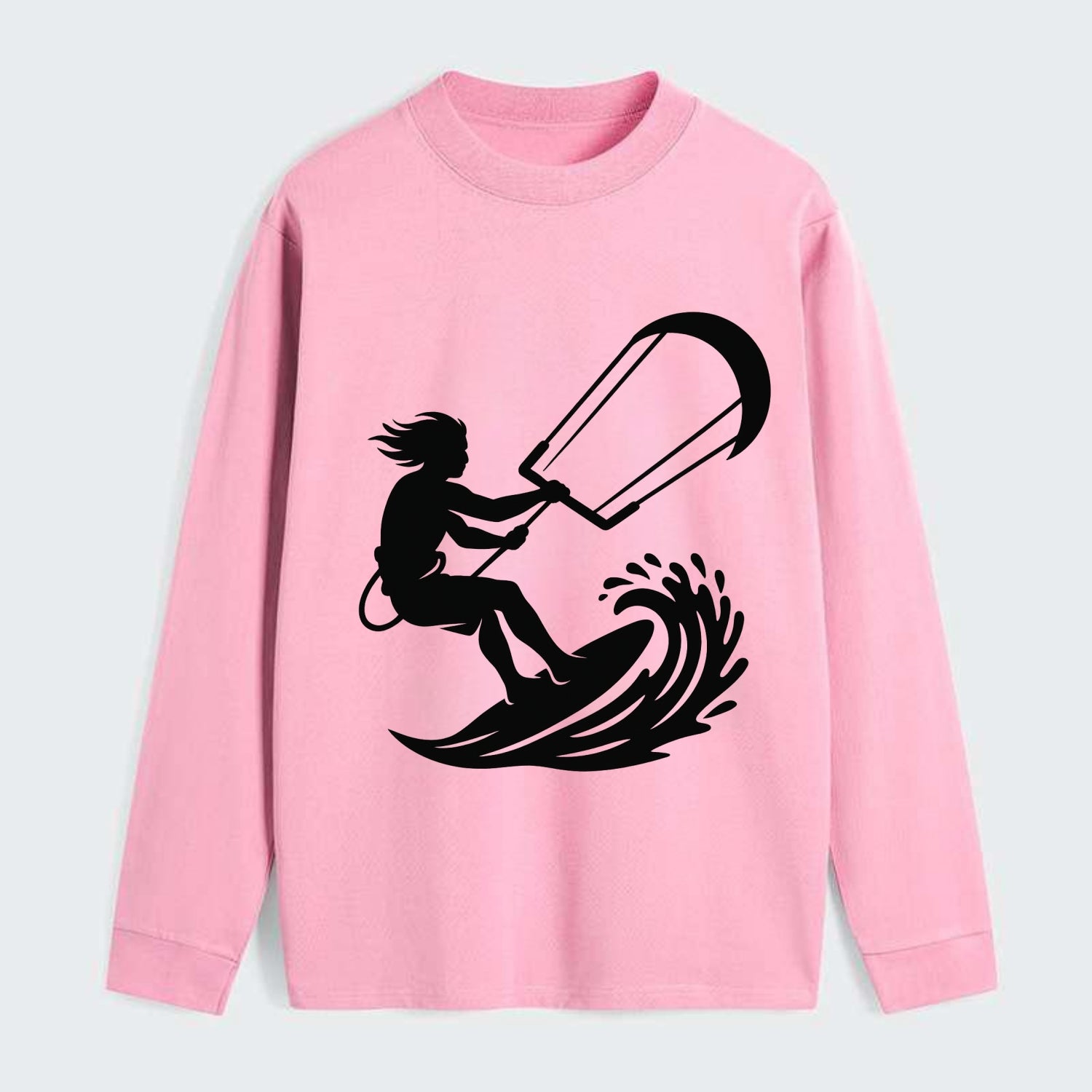 Kite surfer riding wave - Classic Long Sleeve Shirt - Pink