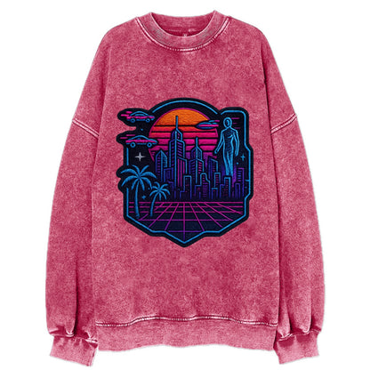 Cyberpunk City - Vintage Sweatshirt - Pink