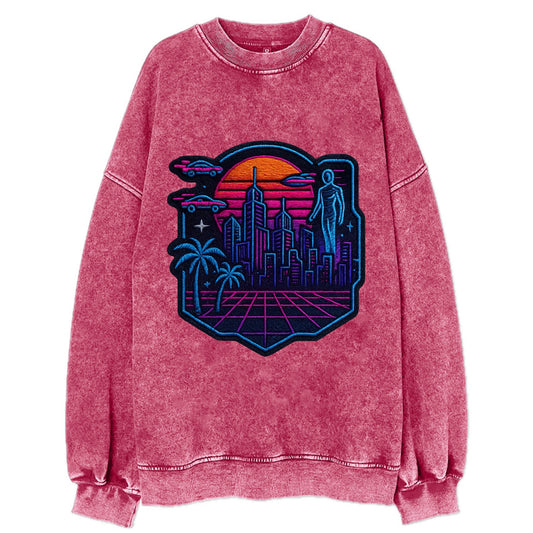Cyberpunk City - Vintage Sweatshirt - Pink