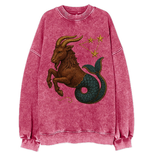 Capricorn Goat  - Vintage Sweatshirt - Pink